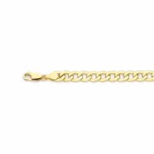 Gold curb chain bracelet with lobster clasp