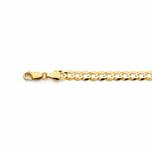 Gold curb chain bracelet with lobster clasp