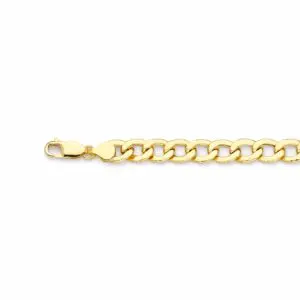 Gold curb chain bracelet with lobster clasp