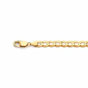 Gold curb chain bracelet with lobster clasp