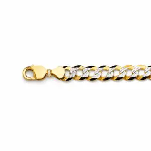 Gold and silver diamond-accent Cuban link bracelet