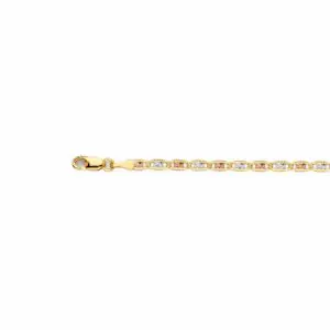 Gold bracelet with alternating pink and white stones