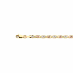 Tricolor gold bracelet with lobster clasp
