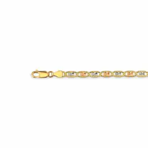 Tri-color gold bracelet with lobster clasp