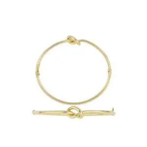Gold knot bangle bracelet, top and side views