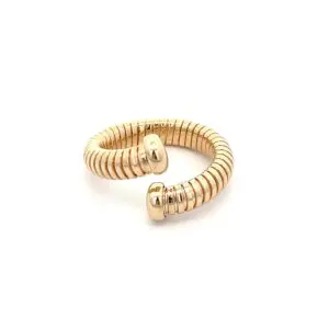 Ribbed gold coil cuff bracelet