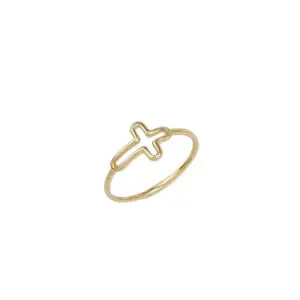 Delicate gold ring with cross design