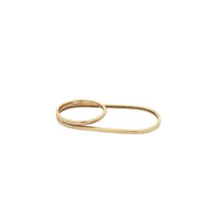 Minimalist linked gold double ring