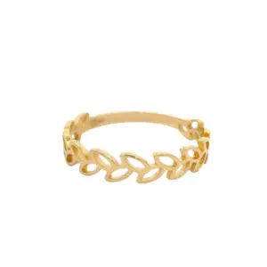 Delicate gold laurel leaf ring