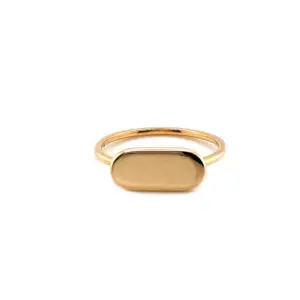 Minimal gold oval signet ring