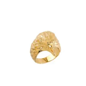 Gold eagle head textured ring