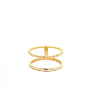 Gold double-band ring with beaded top