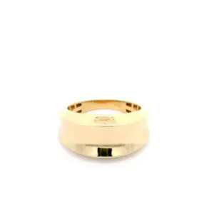 Wide polished yellow gold band ring