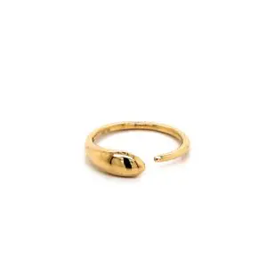 Gold open ring with teardrop end