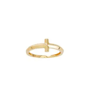 Minimal gold ring with horizontal cross