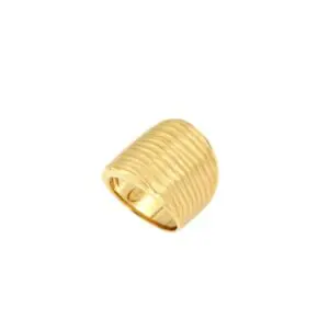 Ribbed gold wide band ring