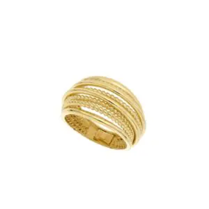 Gold multi-band textured dome ring