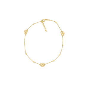 Delicate gold bracelet with heart charms