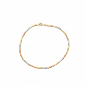Tri-color beaded bracelet with lobster clasp