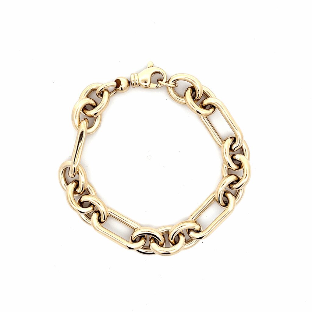 Gold link chain bracelet with lobster clasp