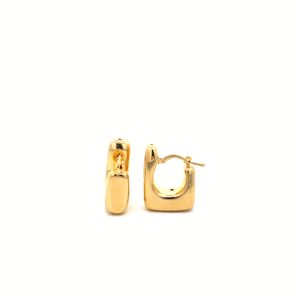 Gold rectangular huggie hoop earrings