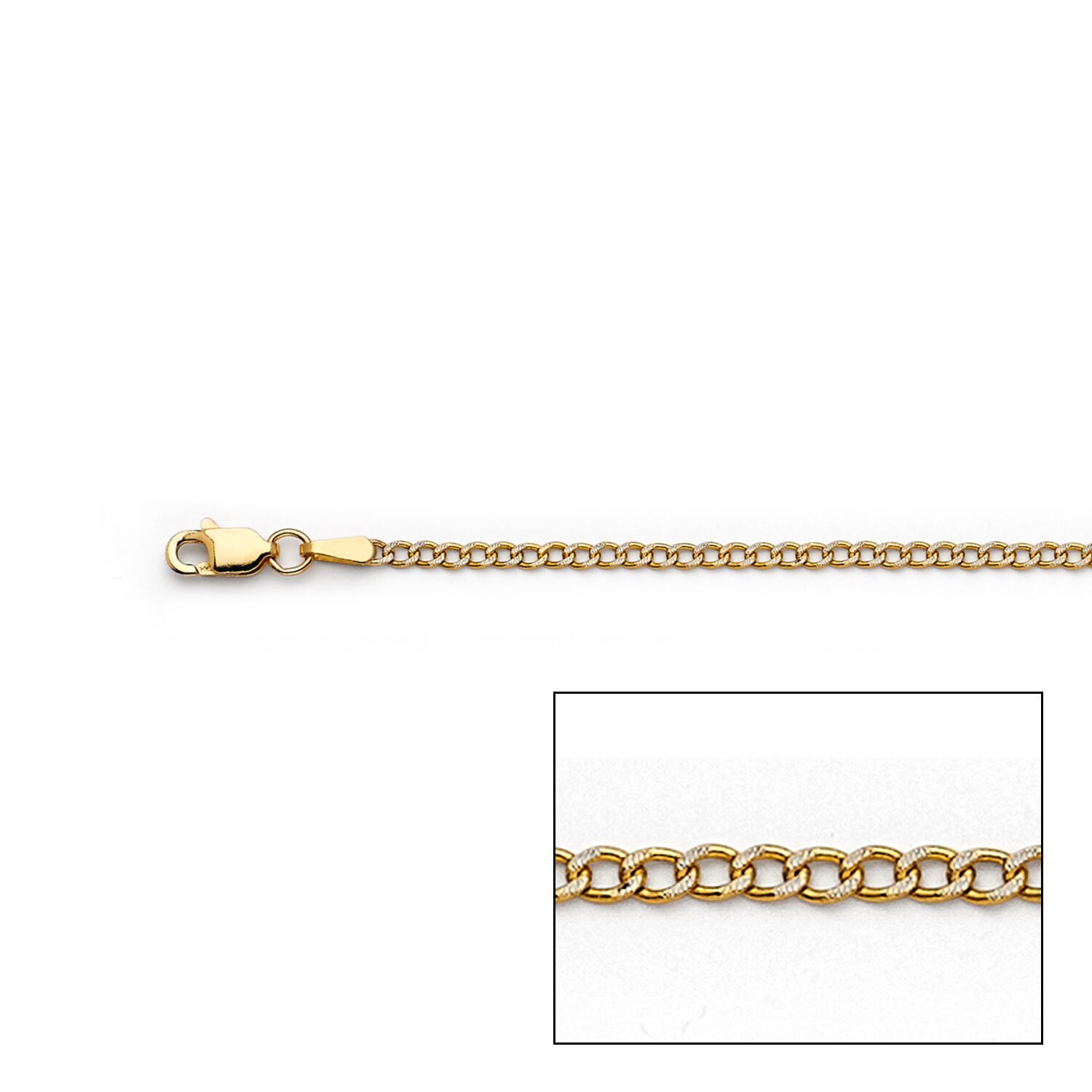 Gold curb chain necklace with lobster clasp