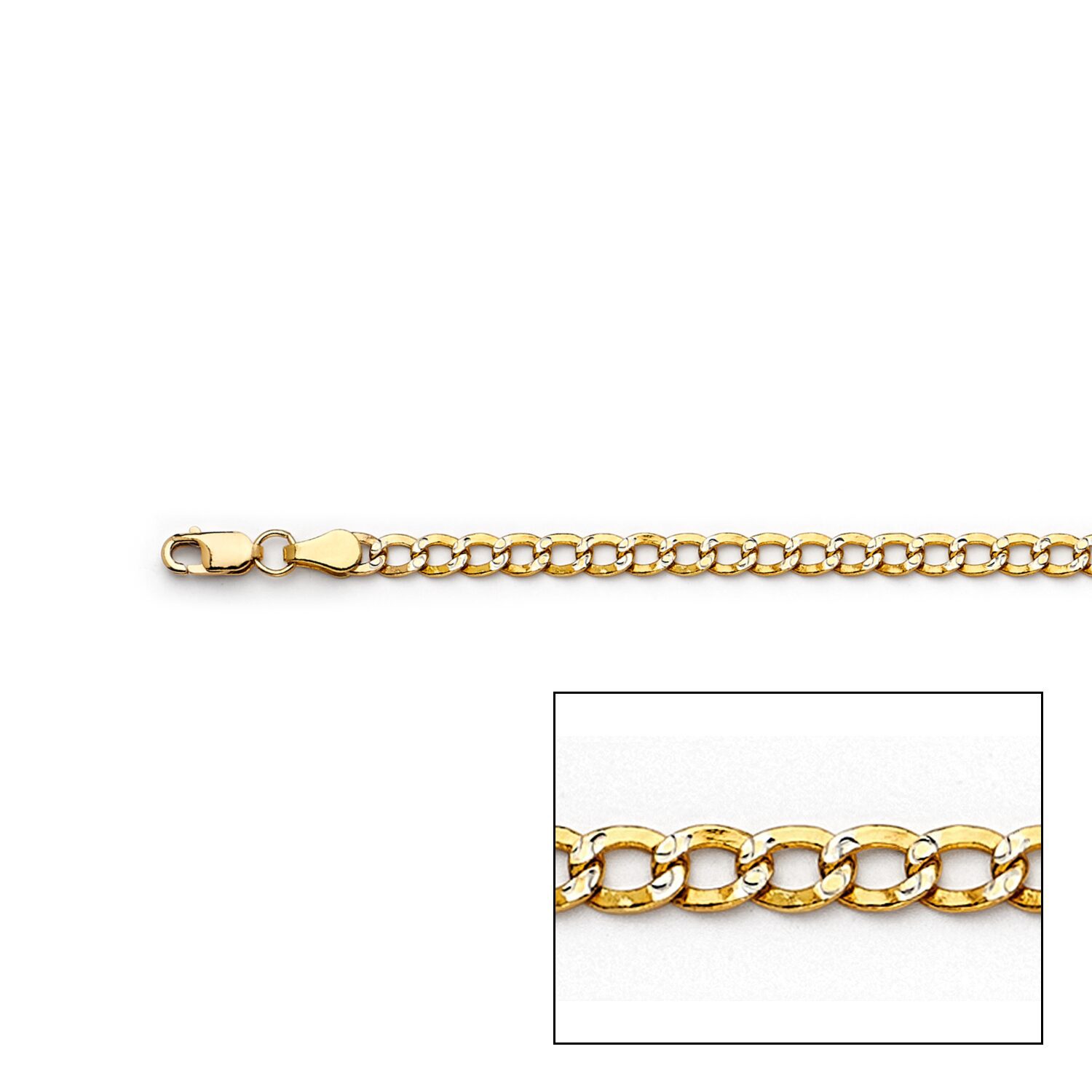 Gold curb chain necklace with lobster clasp