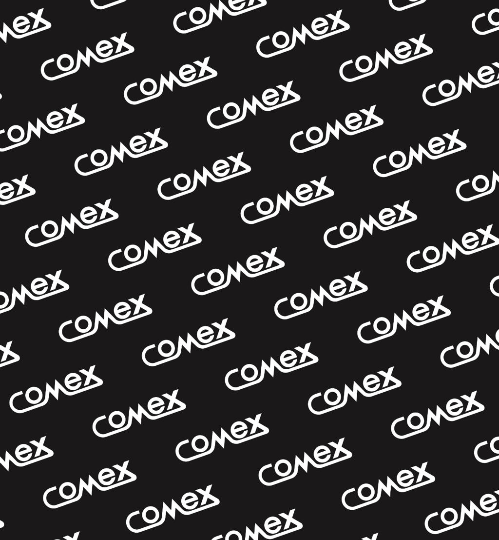 Diagonal repeating Comex logo pattern
