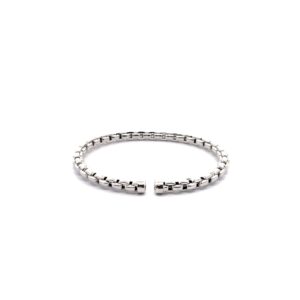 Silver box-link open cuff bracelet