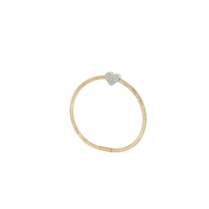 Gold bangle bracelet with diamond heart charm