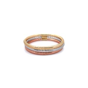Stacked three-tone metal bangle bracelet