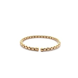 Polished gold open cuff bracelet box chain