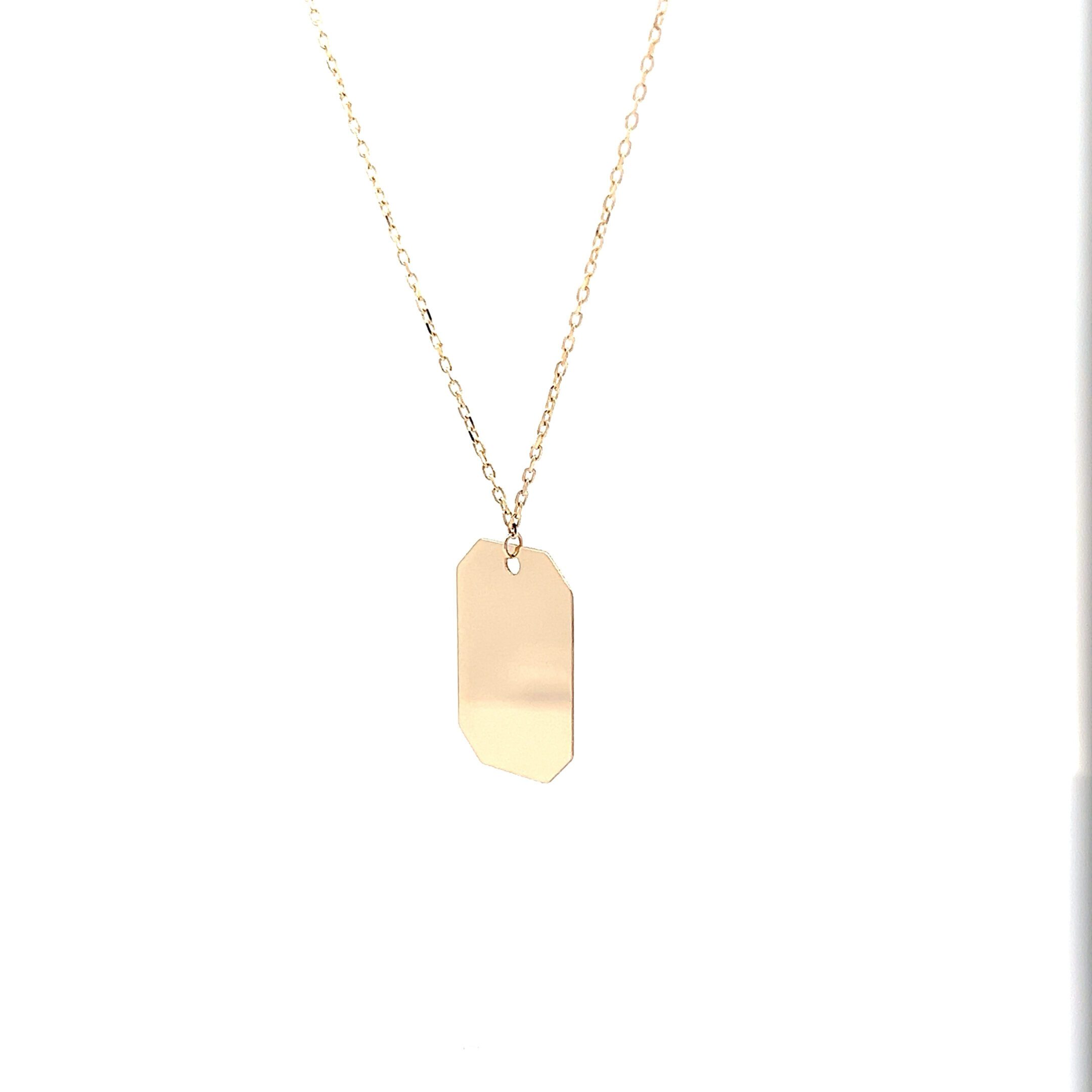 Gold blank rectangular pendant necklace on chain