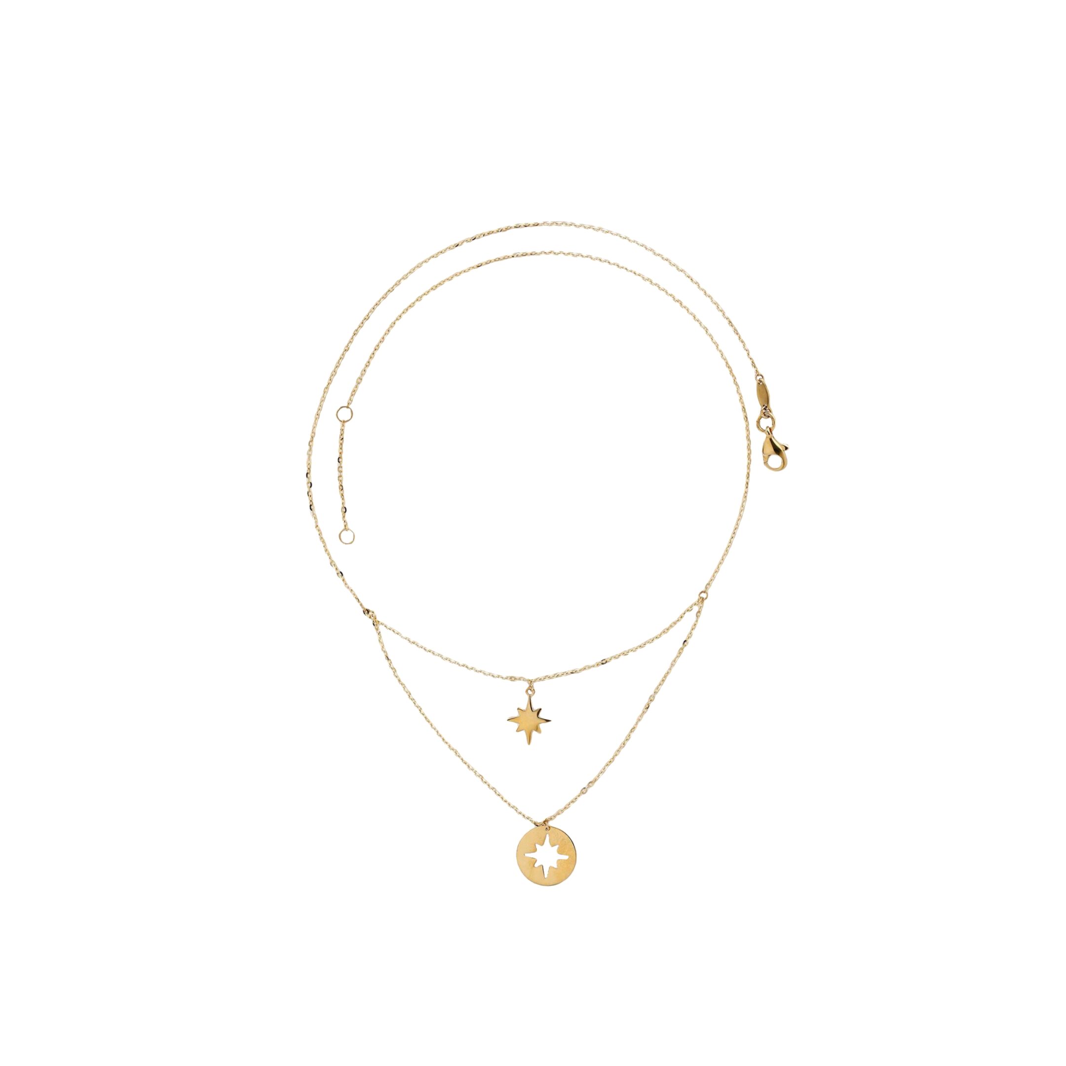 Layered gold necklace with star pendants