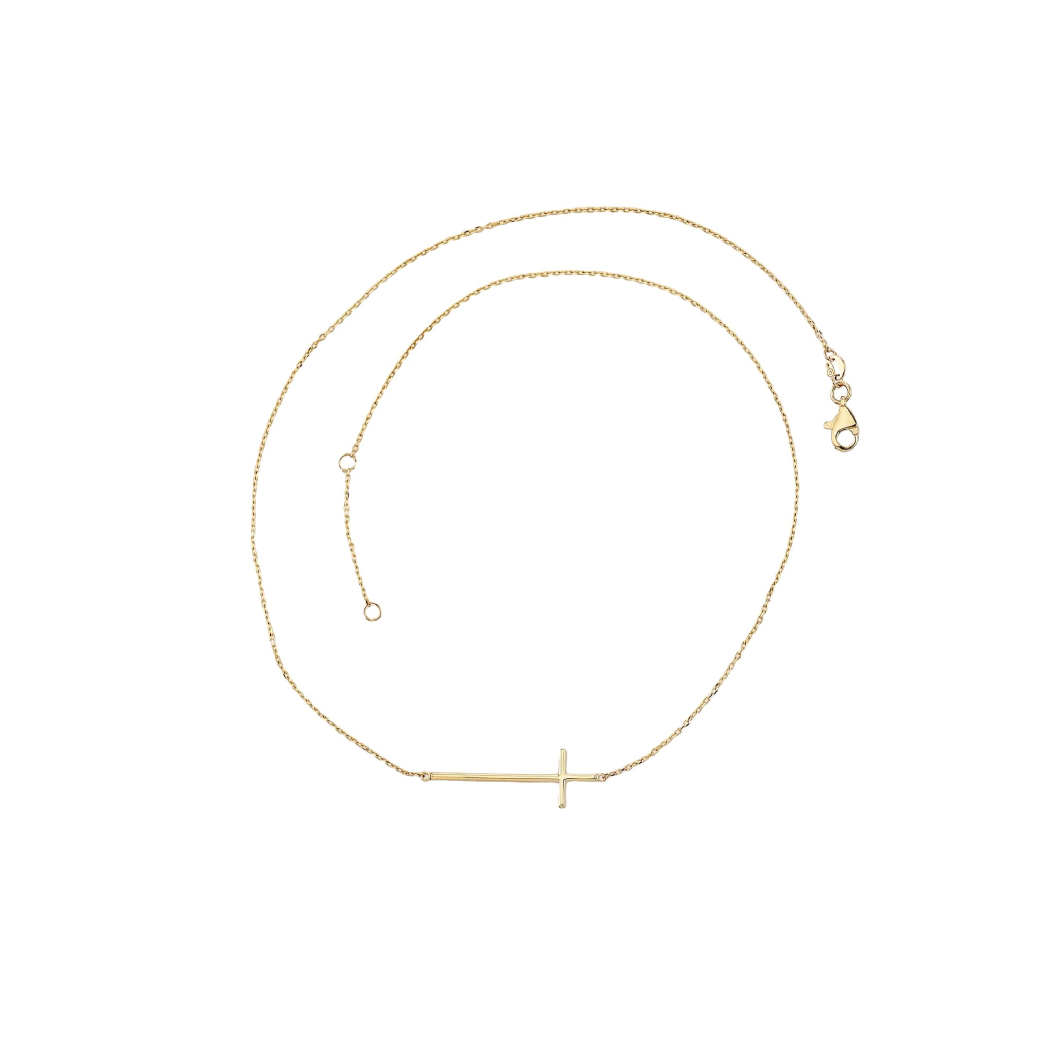 delicate gold horizontal cross necklace
