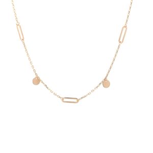 Delicate gold chain necklace with rectangular accents