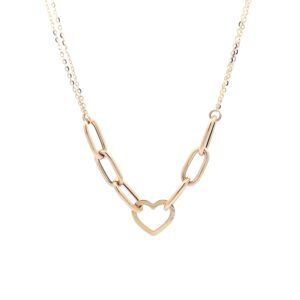 Gold necklace with heart-shaped chain links