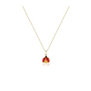 Gold chain necklace with red ladybug pendant