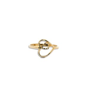 Gold open-heart ring on white background