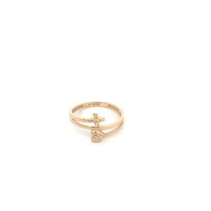 Gold cross ring with dangling charm