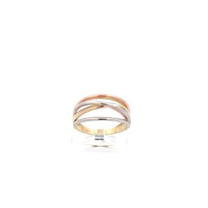 Tri-color twisted gold band ring