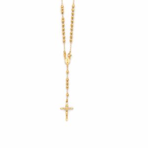 Gold beaded rosary with crucifix pendant
